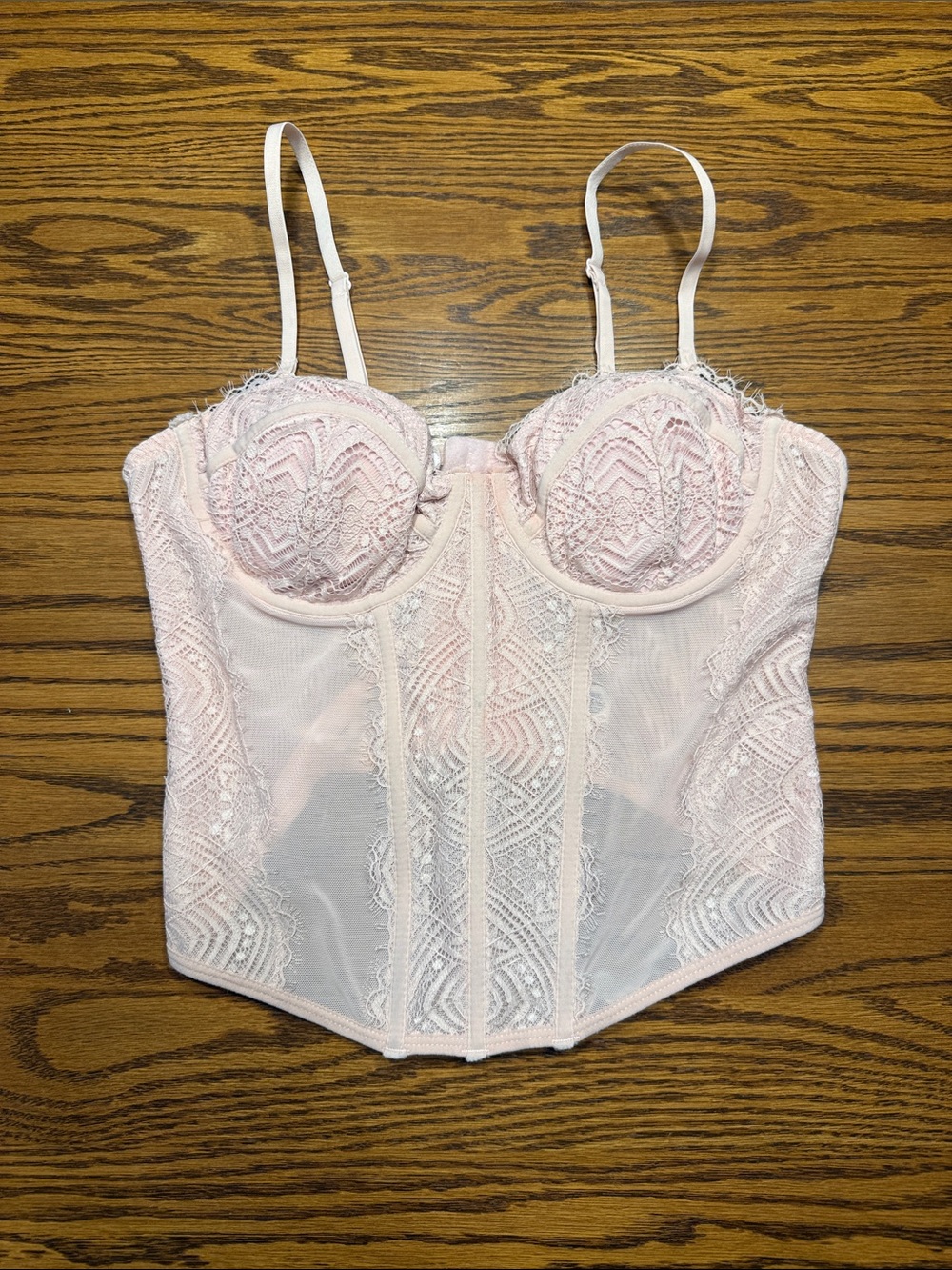 Garage Pale Pink Lace Longline Bustier Crop Top